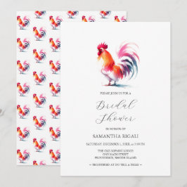 Convite Chá de panela Vibrant Rooster