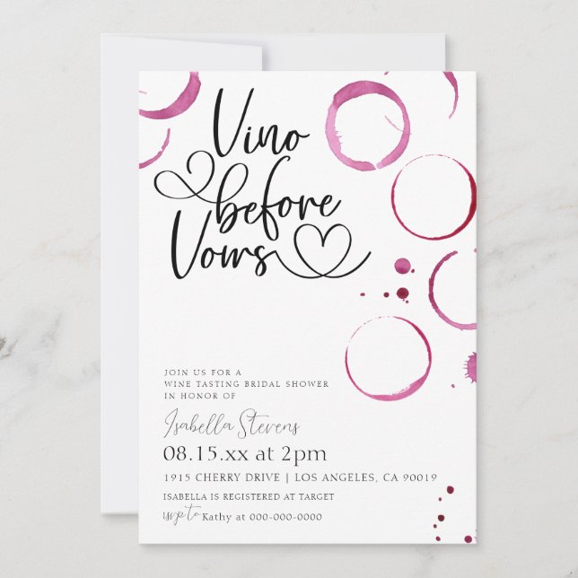 Convite Chá de panela Vino Before Vows (Frente)
