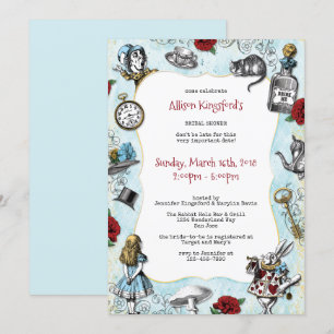 Convite Chá de panela Vintage Alice no País das Maravilh