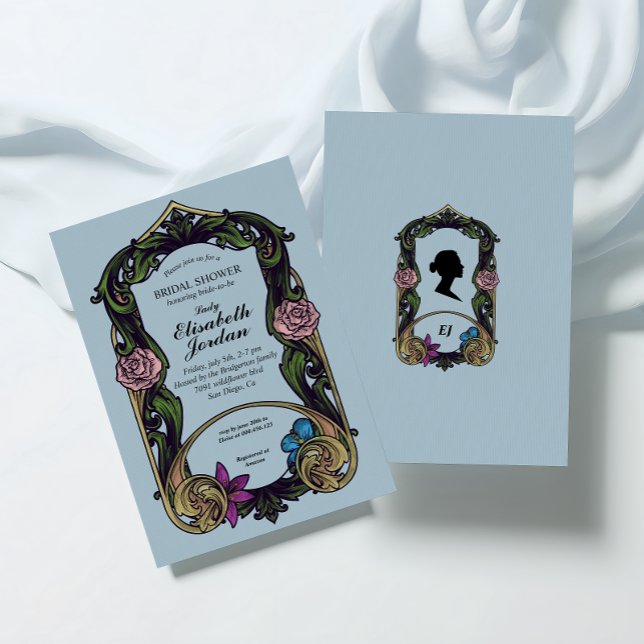 Convite Chá de panela Vintage Blue Bridgerton (Criador carregado)