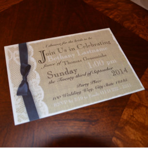 Convite Chá de panela Vintage Lace e Burlap