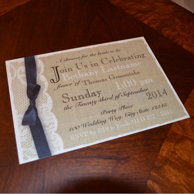 Convite Chá de panela Vintage Lace e Burlap (Criador carregado)