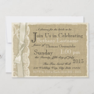 Convite Chá de panela Vintage Lace e Burlap