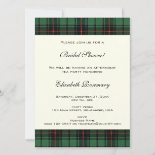 Convite Chá de panela Vintage, Padrão Tartan Davidson