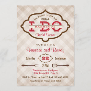 Convite Chá de panela Vintage Xadrez I Do CHURRASCO