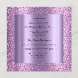 Convite Chá de panela Violet Confetti Rosa Aniversário 16