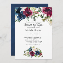 Convite Chá de panela Virtual Bordo e Marinho Watercolor