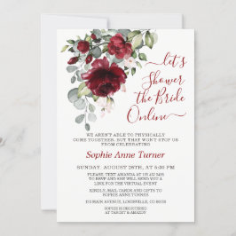 Convite Chá de panela Virtual Charm Burgundy Blush Flowers