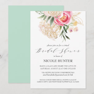 Convite Chá de panela VIRTUAL das flores douradas de Peõ