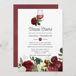 Convite Chá de panela Virtual de Vinho Floral Vermelho Bur