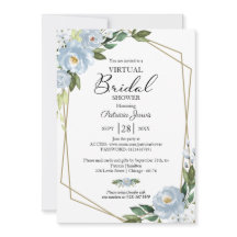 Chá de panela Virtual Floral Azul Geométrico