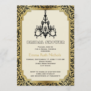 Convite Chá de panela wedding do ouro do candelabro do ar