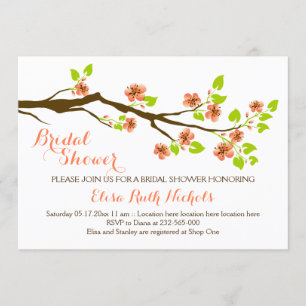 Convite Chá de panela wedding do primavera coral das