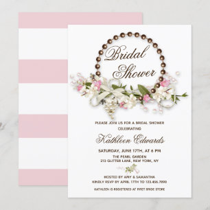 Convite Chá de panela Whimsic Boho Floral Pearl Wreath