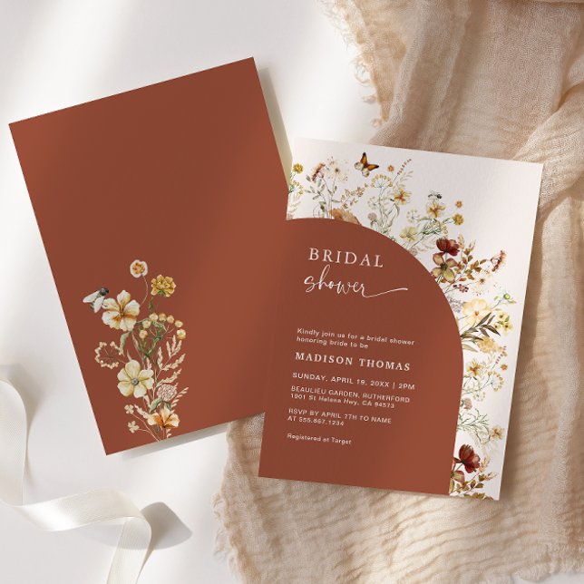 Convite Chá de panela Wildflower Terracotta Arch (Criador carregado)
