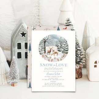 Convite Chá de panela Winterscape da Família Deer da Neve
