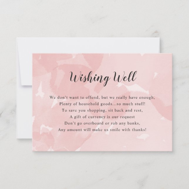 Convite Chá de panela Wishing | aquarela rosa (Frente)