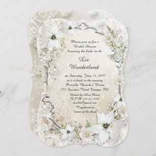 Convite Chá de panela,Wonderland de inverno,suporte