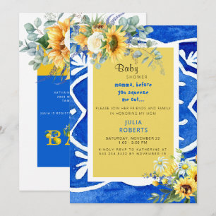 Convite Chá de Perspectiva do Bebê de Girassol do Medite