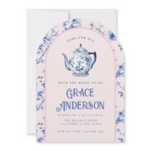 Chá de Pote de chá, cor-de-rosa e azul