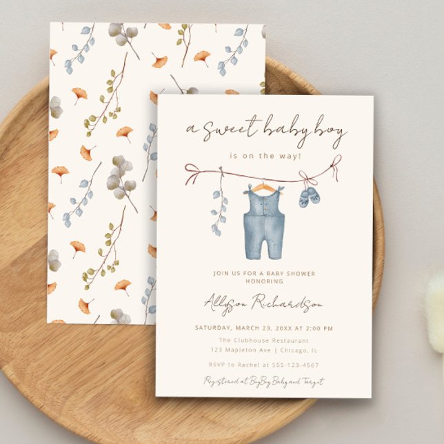 Convite Chá de roupas de bebê boho (Criador carregado)