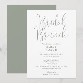 Convite Chá de Sage Green Elegant Script Bridal Bunch
