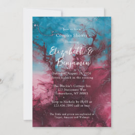 Convite Chá de Tinta Azul e Borgonha com Álcool