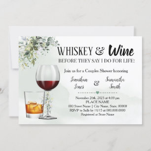 Convite chá de whiskey e casais de vinho Eucalyptus green