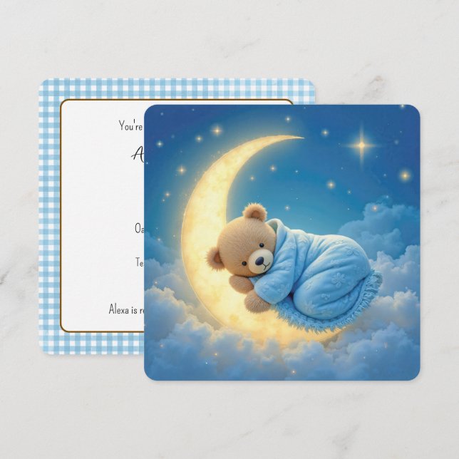 Convite Chá do Bear Boy do Teddy Bear (Frente/Verso)