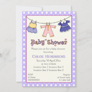 Convite Chá do bebé do Clothesline personalizado