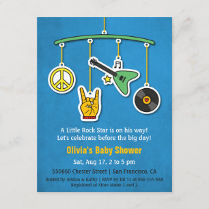 Convite Chá do bebé do rock and roll da guitarra da mús