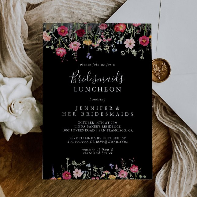 Convite Chá do Luncheo Multicolor Wildflower Bridesmaids (Criador carregado)
