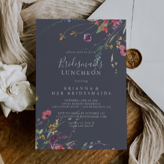 Convite Chá do Luncheon Classic Blue Wild Bridesmaids