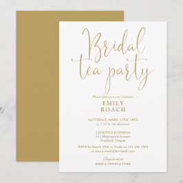 Convite Chá do Partido do Chá Bridal do Script Dourado Mod
