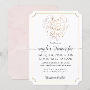 Convite Chá do Script Typography Love in Air Dourados