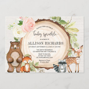 Convite chá do tema da floresta borrifada de menina bonita