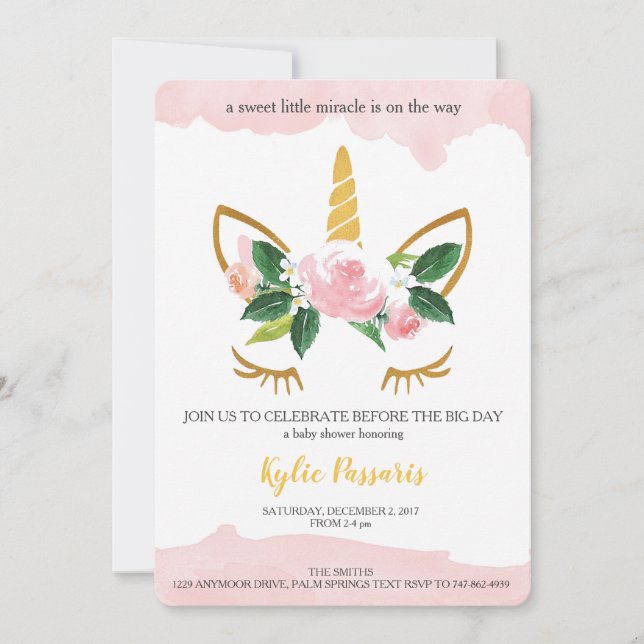 Convite Chá do unicórnio (Frente)