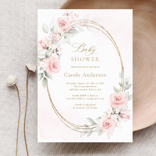 Convite Chá Dourado Bebê Cor-de-Rosa-Blush