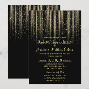 Convite Chá Dourado da estrela e design preto do casament
