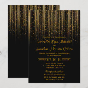 Convite Chá dourado da estrela e design preto do casament