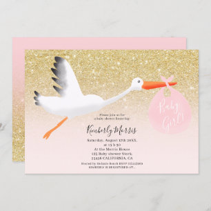 Convite Chá Dourado do bebé da ilustração do brilho da