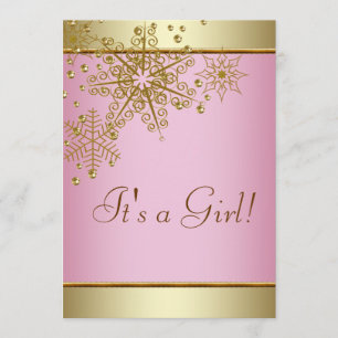 Convite Chá Dourado Elegante de Neve Floco de Neve