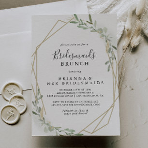 Convite Chá Dourado Eucalyptus Bridesmaids Brunch