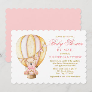 Convite Chá Dourado rosa do Urso do Balão de Água por C