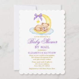 Convite Chá Dourado Roxo Roxo por Correio