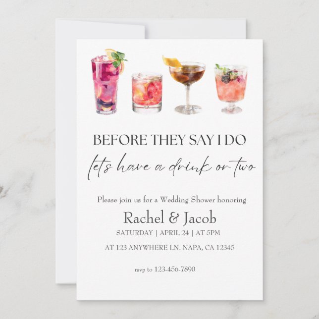 Convite Chá E Noivado De Casamento Elegante (Frente)