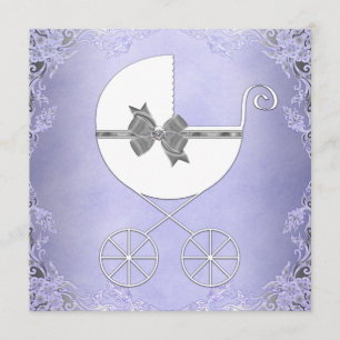 Convite Chá Elegante Roxo e Cinza