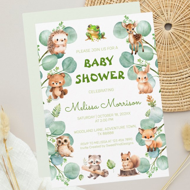 Convite Chá Encantado de Menino (Enchanted Baby Boy Shower Invitation)