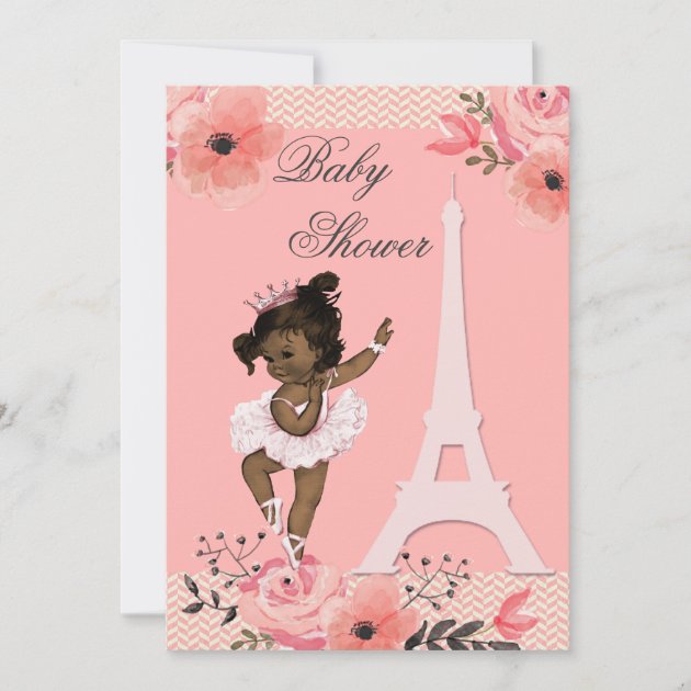 Convite Ch tnico da bailarina da torre Eiffel floral de Zazzle