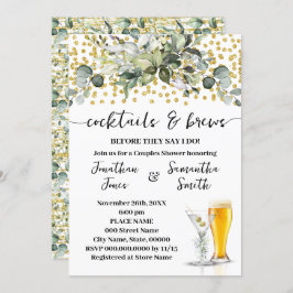 Convite Chá Eucalyptus Dourados Cocktails e quebra Casais